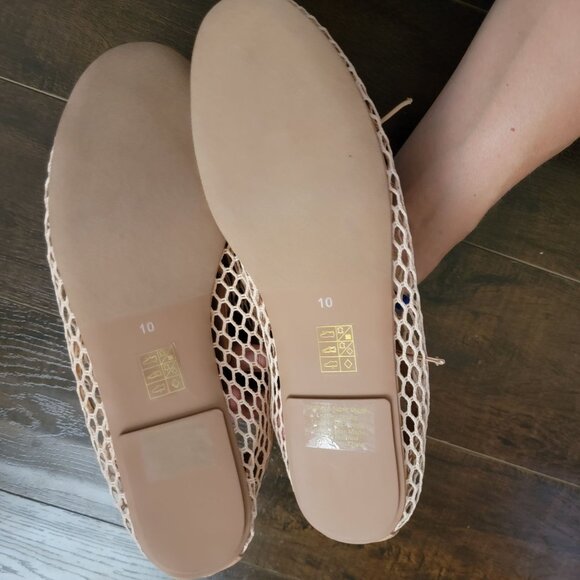 NEW Jeffrey Campbell Wave Catcher Mesh Flats Womens 10 Beige Boho Free People - Picture 6 of 8